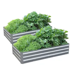 Greener Seeda 750081067958 Galvanized Steel Raised Garden Bed Kit Extra Height Elevated Planter Box Stee