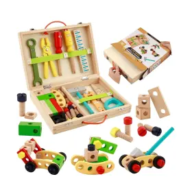 Abc-a003 Greozacy Kids Tool Set Wooden Toddler Play Tools With Box Montesso... Fast Ship