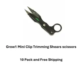 Grow1 816731013420 Mini Clip Trimming Shears Scissors - 10 Pack Stainless Steel/finger Loop