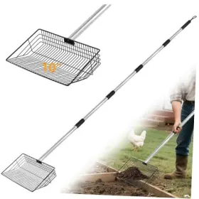 Fc-13scooper Growcube 10inch Large Chicken Poop Scooper 36 To 67 Inch Adjustable Long Model A