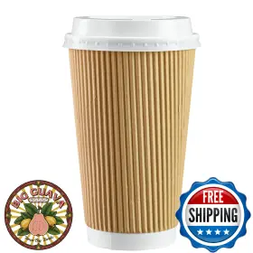 B07whzfyn5 Gusto Comfy Package 16oz Insulated Kraft Ripple Paper Hot Cups 50 Sets Disposabl
