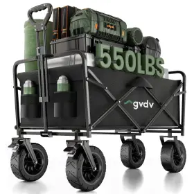 Gvdv 680358364995 Folding Wagon 550lbs All Terrain Cart Black Freeship