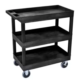 H Wilson 313020299249 Heavy Duty Ec Series 18 Inch W X 35 L 3-tub Shelf Utility Cart Black