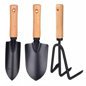 Yhx0ypd-36-34vk50t8-537 Haiuwoer 3 Pieces Garden Tools Set-garden Rake Trowel Gardening With Wood Handle Iron