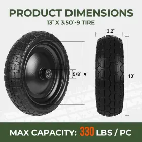 Hakula Matata 740907183580 13 Solid Flat Free Tires And Wheels 2 Pcs 3.50-9 Rubber Tire Replacement Axl #2