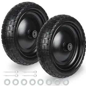 Hakula Matata 740907183580 13 Solid Flat Free Tires And Wheels 2 Pcs 3.50-9 Rubber Tire Replacement Axl