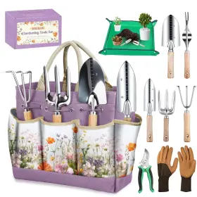 Gts123 Halilus Gardening Tools 9-piece Heavy-duty Garden Set Stainless Steel H