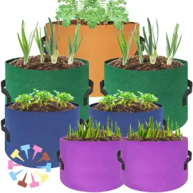Haowin 658848684052 400g Thickest 7-pack Colorful Plant Grow Bags Fabric Pots 10 Gallon 7