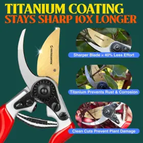 Haus & Garten 741725481735 Enduropro Ergonomic Bypass Pruners - Professional Titanium Garden Shears He #3