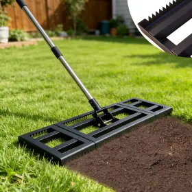 Haw-vlr-30t Hawcafu Lawn Leveling Rake 30 Inch X 10 For Soil Gravel X10 Black
