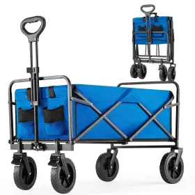 Healsmart 198401037838 330lbs Collapsible Foldable Wagon Cart Large Capacity Garden Beach With
