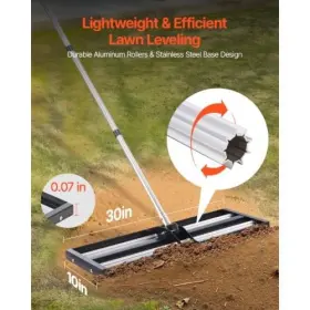 Heavy Duty 197988312420 Updated Lawn Leveling Rake With Roller 30 X 10 Stainless Steel