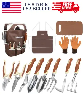Heavy Duty 313034232294 12-piece Gardening Tool Set Brown Garden Tools Kit With Tote Bag