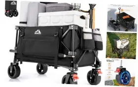 150l Heimuee 795205917894 Wagon Cart Heavy Duty Foldable Collapsible Folding With Black