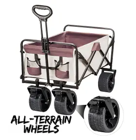 Hepfture 652726179227 Powerhaul Folding Wagon 550lb/5.3 Cu. Ft. All-terrain Wheels