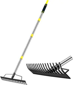 Stp-h001 Hetilicjdm 5.4ft Heavy Duty Garden Bow Rake With Stainless Steel Handle 17 Tines Metal Head