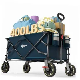 21850 Hf Collapsible Folding Wagon Cart 400 Lbs Heavy Duty Foldable Wagons With Blue