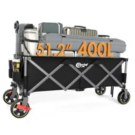 21851s Hf 51.2 Inch Long Wagons Carts Foldable With Brakes Large Wagon Black