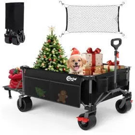 21859 Hf 26 Inch Extra Wide 55 Long Foldable Wagon With Tailgate Large 600l Collapsible