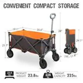 Hf 744759579706 Collapsible Wagon Cart Heavy Duty Foldable Carts With Large Gray #3