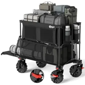 400l Hf 844093081283 Large Capacity Collapsible Double Decker Wagon With Brakes 450lb Heavy