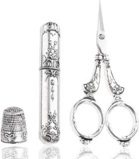 Sz070030113247rk Hicello Scissors Kits Vintage Sewing Thimble And Metal Floss