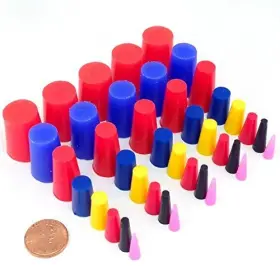 High Temp Masking Supply 616639117455 40 Pc 1/16 Inch To 3/4 Silicone Rubber Tapered Plug Kit - Powder