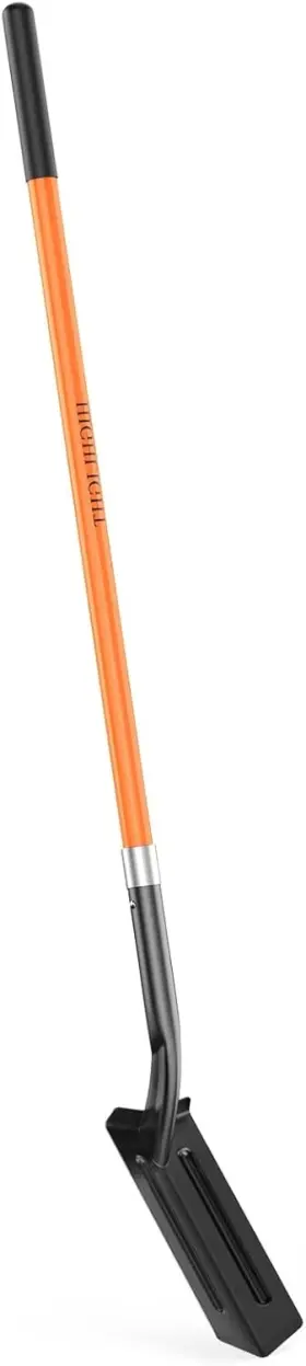 Highlight 758051462529 Trench Shovel For Digging 4-inch Trenching Spade With Orange Fiberglass Handle