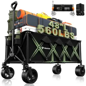 300l Hikemoon 797417882250 48 Inch L Collapsible Wagon Cart Foldable 560lb Weight Capacity Hea