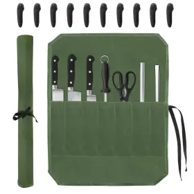 22386741 Hinmaygo Knife Roll Bag Chef S Waterproof Waxed Canvas Pouch