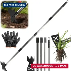 Hivenlly 760314047589 Weed Puller Tool With Long Handle - Adjustable Length Manual Weeder Remover