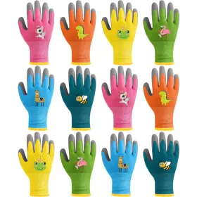 Hiyzi 671891382164 12 Pairs Kids Garden Gloves Work Glove Rubber Coated Gardening For Chi