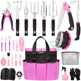 Hlwdflz 050132837814 Pink Garden Tool Set Gardening Items For Women - 24pcs Heavy Duty
