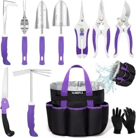 Hlwdflz 050132837821 Purple Garden Tool Set Gardening Items For Women - 11pcs Heavy Duty To