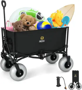 Hoice 313049131162 Beach Wagon Heavy Duty Folding Utility Cart With 9 Inch Balloon Wheels For Sand 22