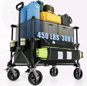 Mg1010-mpbzj Hombetta Folding Wagon Cart Foldable With Wheels Adjustable Decker 150l-300l Capacity