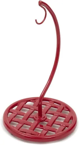 Home Basics 886466361240 Red Enamel Coated Cast Iron Banana Hanger Stand With Weighted