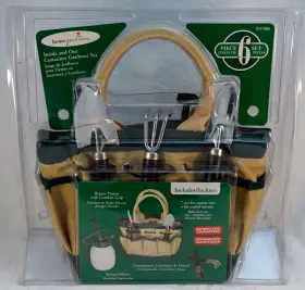 517-585 Home Gardener 6 Piece Inside And Outside Set Canvas Tote Pruner Mister 2 Shovels Rake