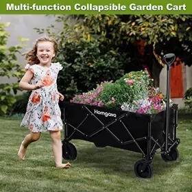 Homgava 684242690818 Collapsible Folding Wagon Cart Heavy Duty Garden With All Terrain Wheels #2