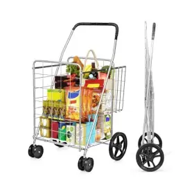 Homgx 608565128964 Flat Folding Shopping Cart 130 Lbs Heavy Duty Utility With Silver #2