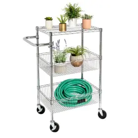 Crt-01451 Honey-can-do 3-shelf Chrome Rolling Cart