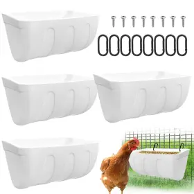 Honsreo 727370801852 Hanging Chicken Feeder Trough 4 Pack Fence Feed For Goat Sheep Deer P