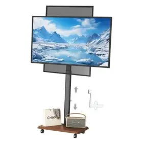 Yb-xzsy04 Hori-verti Mobile Tv Cart With Hand Crank Lift Rolling Stand For 26-75 Inch 04 Black