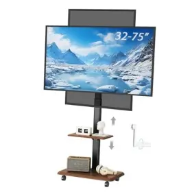 Yb-xzsy05 Hori-verti Mobile Tv Cart With Hand Crank Lift Rolling Stand For 26-75 Inch 05 Black