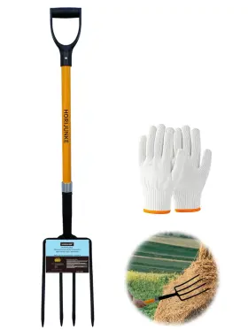 B0d49gtb77 Horijunke 4-tine Garden Pitchfork 45 Inch Fiberglass Handle 4 Lbs Digging Soil