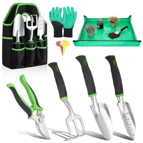 Housolution 723314219943 Gardening Tools Set 8pcs Heavy Duty With Non-slip Rubber Grip Large Bag