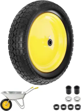 A3350 Hqpasfy 4.80/4.00-8 Flat Free Wheelbarrow Tire - 16 Inch Solid And 3 Centered Hub