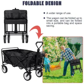 Hudada 840137999972 Collapsible Wagon Foldable Heavy Duty Steel Utility Outdoor Beach With Big Wh #3
