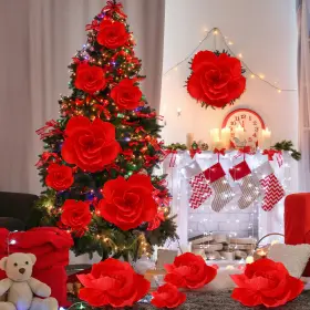 B0fg2llkcp Humyoun Giant Paper Flowers Artificial Large Decoration Handcrafted Red 24 Pcs