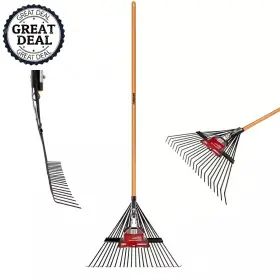 Husky 445021087037 53 Inch Long Wood Handle 22 Steel Leaf Rake Durable Cleaning Garden Tool Neww